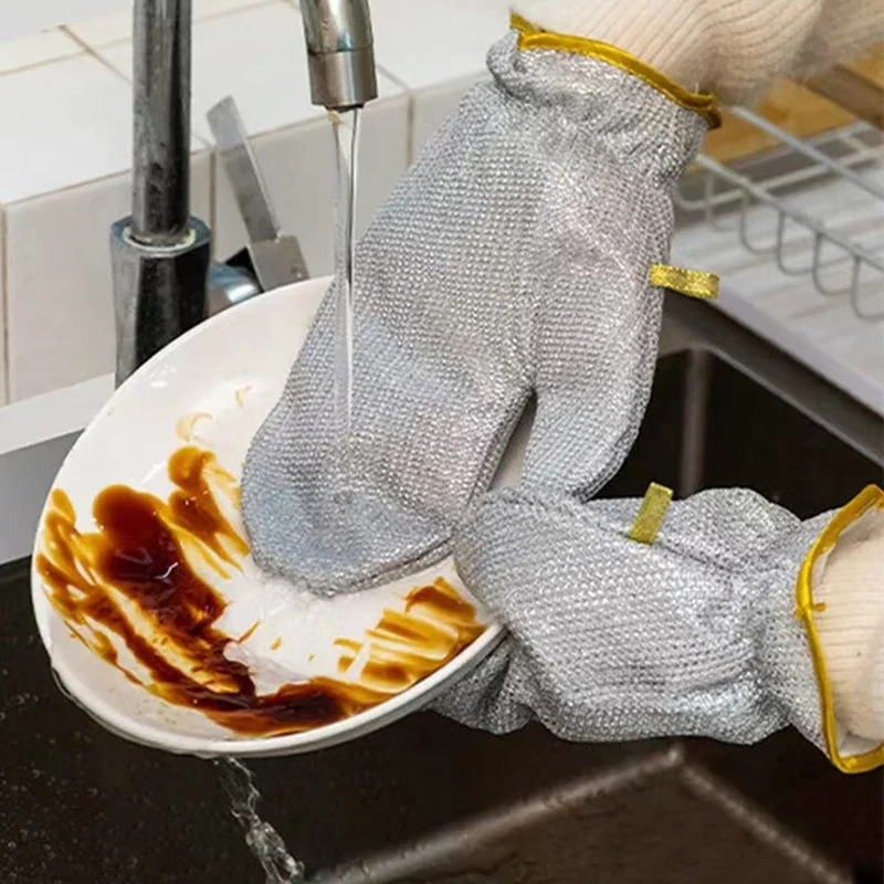 Housework Cleaning Gloves Steel Wire Ball Dishwashing Gloves Waterproof Brush Oil Bowl Artifact Household Cleaning Silver Glove
Housework Cleaning Gloves Steel Wire Ball Dishwashing Gloves Waterproof Brush Oil Bowl Artifact Household Cleaning Silver Glove