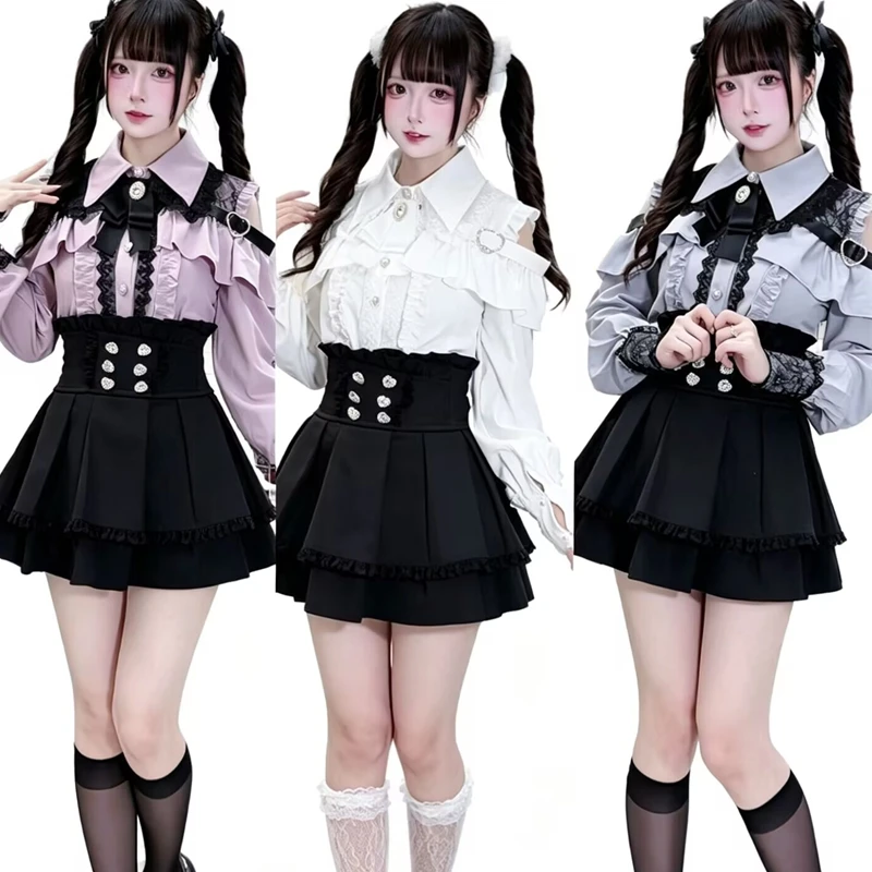 Sweet Lolita Y2k Aesthetic Skirt Japanese Gothic Bow Lace Off Shoulder Blouse Ruffled Mini Skirts Harajuku School Uniform
Sweet Lolita Y2k Aesthetic Skirt Japanese Gothic Bow Lace Off Shoulder Blouse Ruffled Mini Skirts Harajuku School Uniform