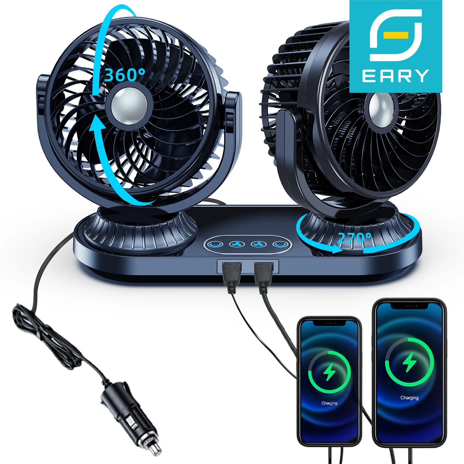 Eary Dual Head Car Fan Mount Dashboard Usb Charging Port With 3 Speed Wind Air Cooling Fan Fit For Vans Truck Suv Car Electronic
Eary Dual Head Car Fan Mount Dashboard Usb Charging Port With 3 Speed Wind Air Cooling Fan Fit For Vans Truck Suv Car Electronic