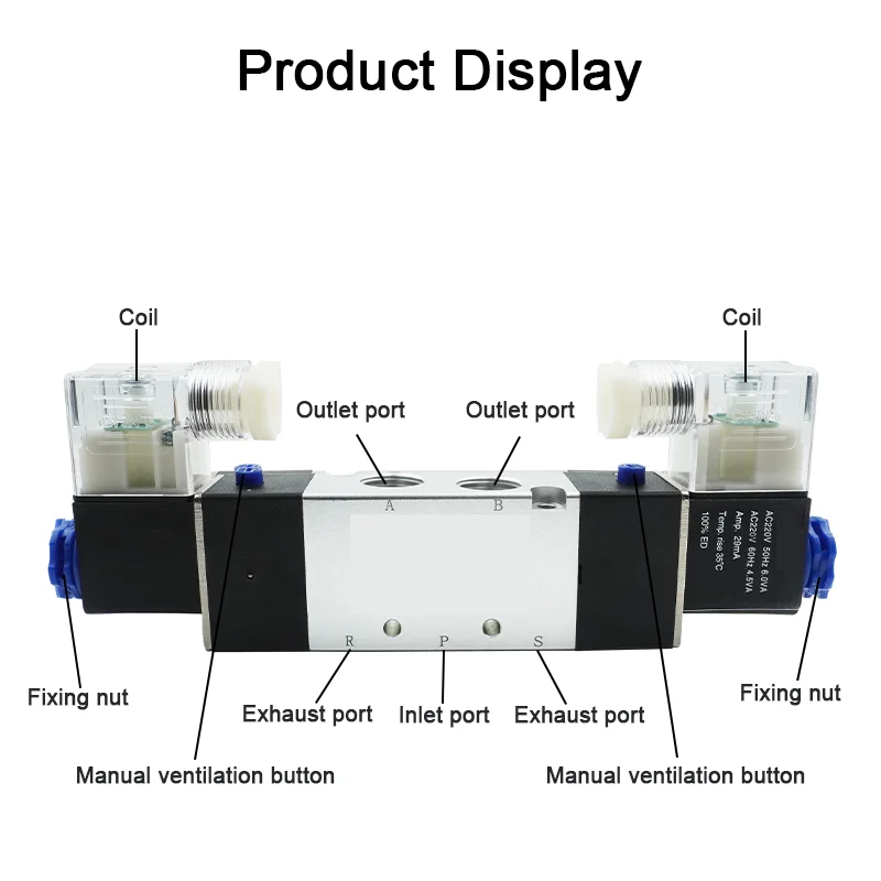 4V320-10 Solenoid Valve 2-position 5-port normally closed solenoid valve with 4mm 6mm 8mm 10mm 12mm fittings
4V320-10 Solenoid Valve 2-position 5-port normally closed solenoid valve with 4mm 6mm 8mm 10mm 12mm fittings