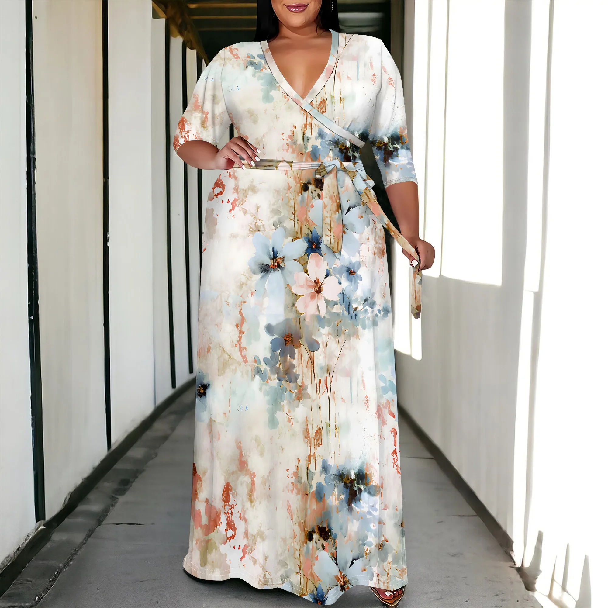 Plus Size Women's Summer Fashion Printed 3/4 Sleeve Maxi Dress for Women Short Sleeve Long Loose Casual Dresses With Pocket
Plus Size Women's Summer Fashion Printed 3/4 Sleeve Maxi Dress for Women Short Sleeve Long Loose Casual Dresses With Pocket