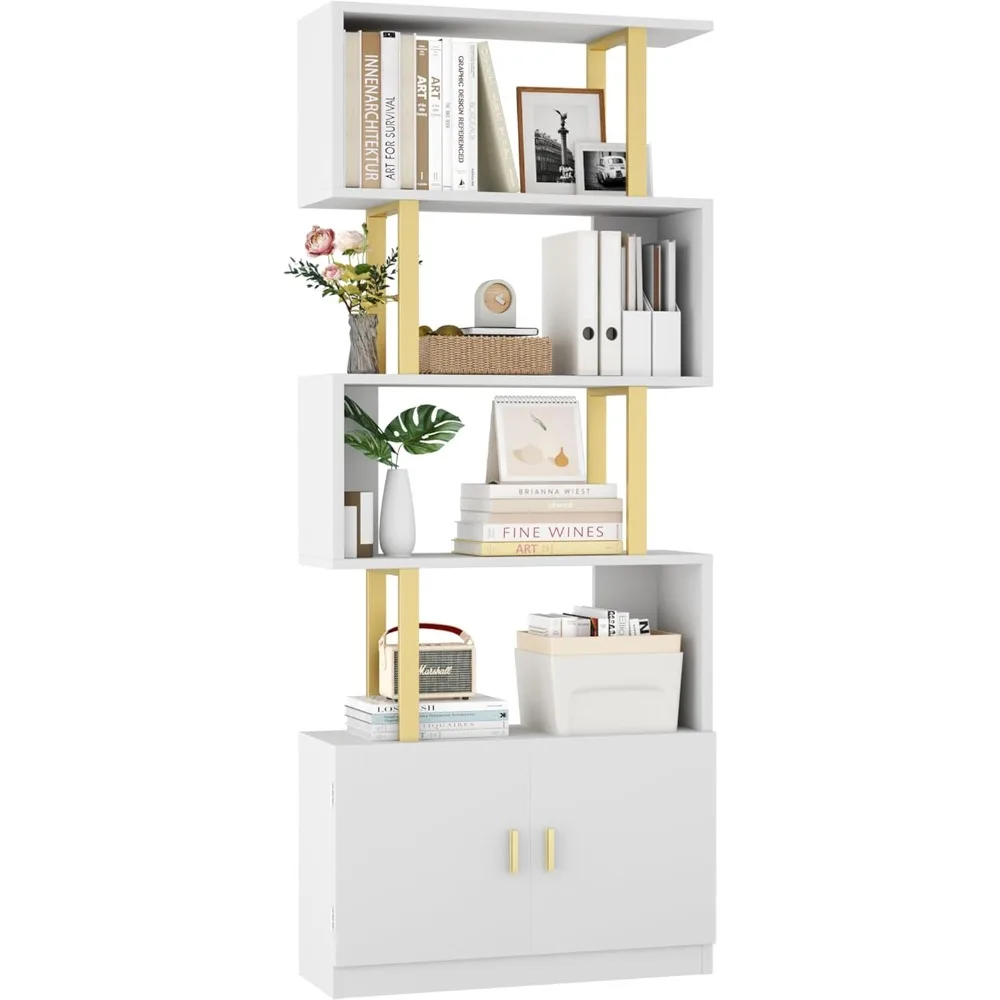 Geometric Bookcase with Cabinets, S-shaped 5-layer Bookshelf, Modern Wooden Decorative Display Rack
Geometric Bookcase with Cabinets, S-shaped 5-layer Bookshelf, Modern Wooden Decorative Display Rack
