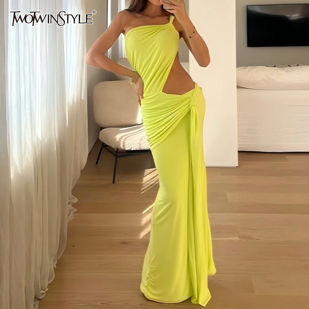 TWOTWINSTYLE Solid Spliced Lace Up Slimming Dresses for Women Strapless Sleeveless High Waist Temperament Dress Female
TWOTWINSTYLE Solid Spliced Lace Up Slimming Dresses for Women Strapless Sleeveless High Waist Temperament Dress Female
