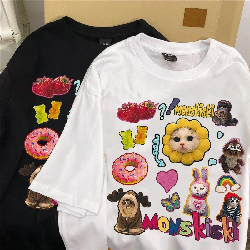 Harajuku Streetwear Casual Couple T-shirts Tops 2024 Summer Women's Tees Hip Hop Funny Cute Cat Graphic Print Short Sleeves
Harajuku Streetwear Casual Couple T-shirts Tops 2024 Summer Women's Tees Hip Hop Funny Cute Cat Graphic Print Short Sleeves