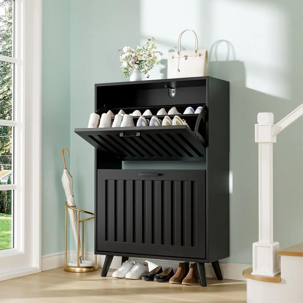 Black Adjustable 2-Door Freestanding Shoe Storage Cabinet for Entryway
Black Adjustable 2-Door Freestanding Shoe Storage Cabinet for Entryway
