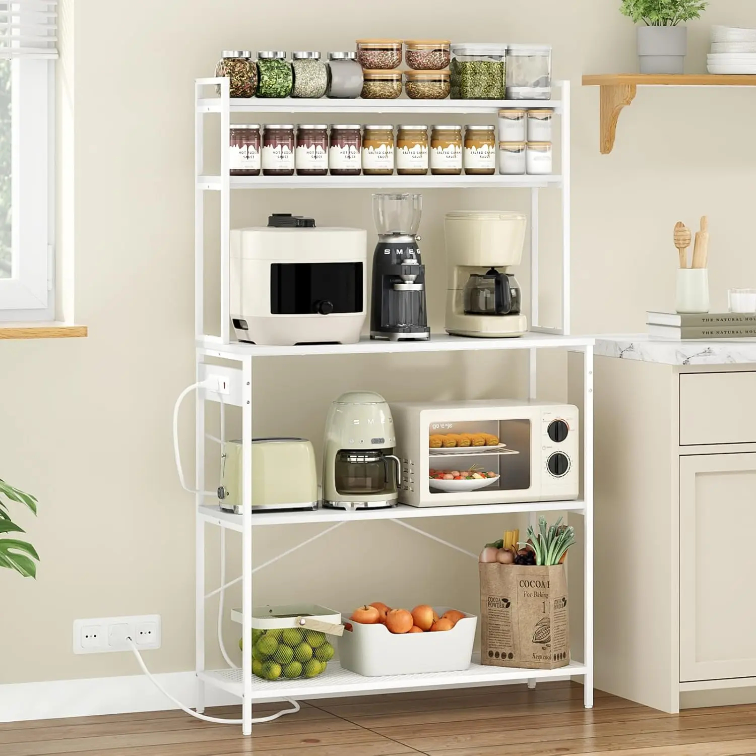 Большая стойка для выпечки с розеткой, 5-ярусная подставка для микроволновки с хранением, многофункциональный органайзер для кофейного бара, на заказ
Большая стойка для выпечки с розеткой, 5-ярусная подставка для микроволновки с хранением, многофункциональный органайзер для кофейного бара, на заказ