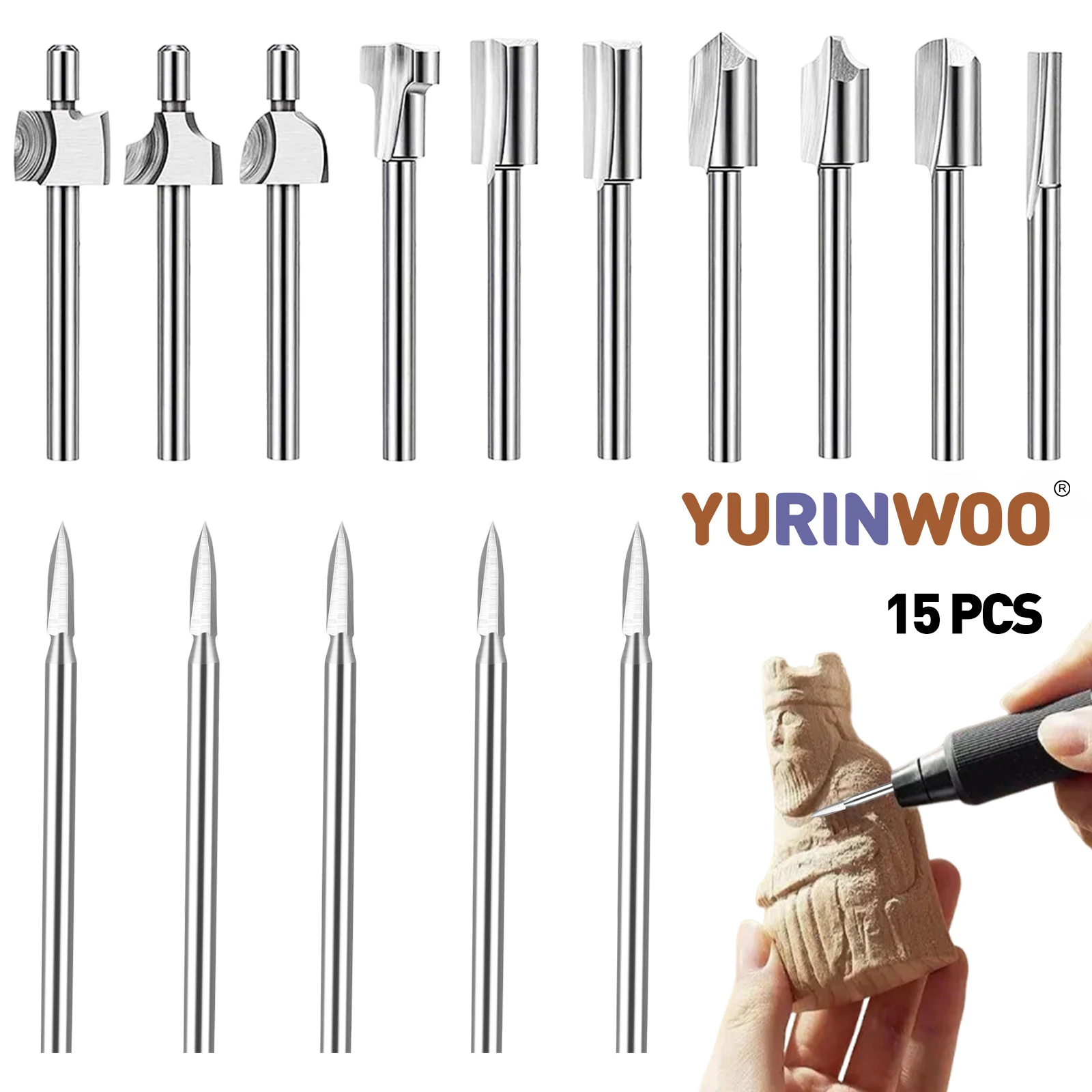 15 Pieces Wood Carving and Engraving Drill Bit Set Engraving Drill Accessories Bit and HSS Carbide Wood Milling Burrs for DIY
15 Pieces Wood Carving and Engraving Drill Bit Set Engraving Drill Accessories Bit and HSS Carbide Wood Milling Burrs for DIY