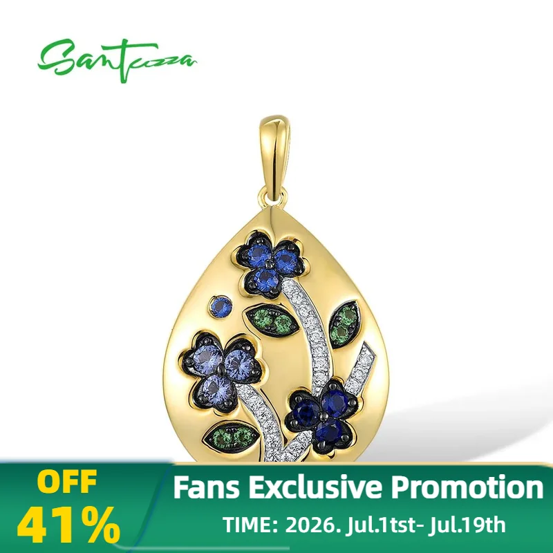 SANTUZZA 925 Sterling Silver Blue Flower Pendant For Women Blue/Green Spinel Blue Nano Cubic Zirconia Drop Fine Fashion Jewelry
SANTUZZA 925 Sterling Silver Blue Flower Pendant For Women Blue/Green Spinel Blue Nano Cubic Zirconia Drop Fine Fashion Jewelry