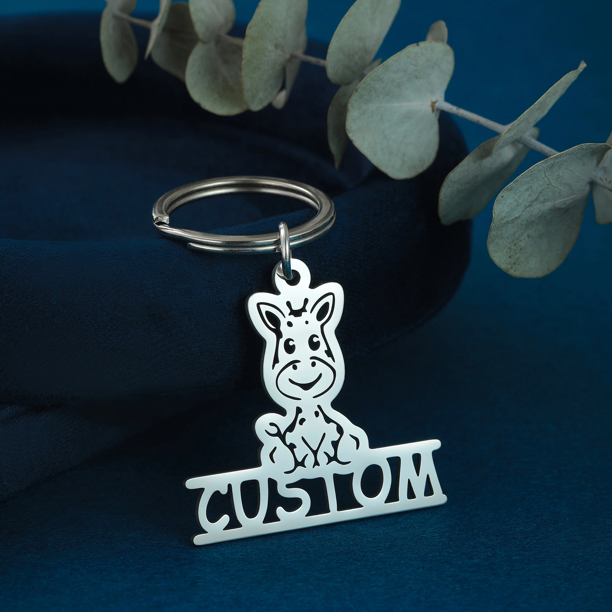 QIMING Personalized Name Keychain Men Women Customized Giraffe Key Ring Stainless Steel Jewelry Animal Gift
QIMING Personalized Name Keychain Men Women Customized Giraffe Key Ring Stainless Steel Jewelry Animal Gift