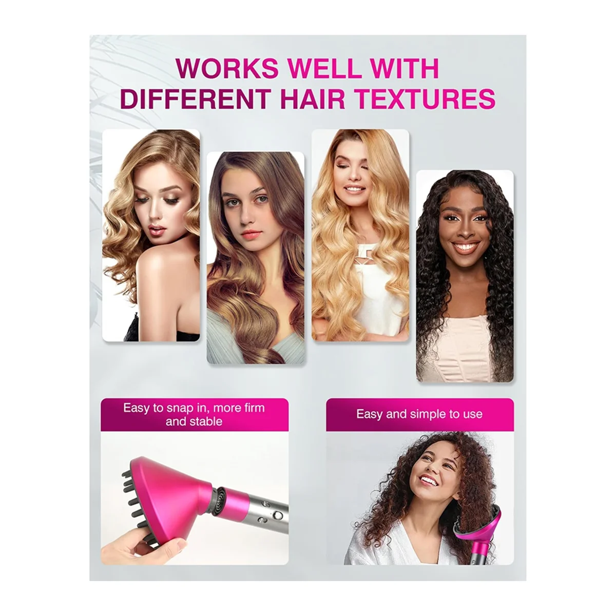 Diffuser & Large Round Volumizing Brush Attachment Compatible for HS05, HS01 -Ideal Beauty Gift-A70Z
Diffuser & Large Round Volumizing Brush Attachment Compatible for HS05, HS01 -Ideal Beauty Gift-A70Z