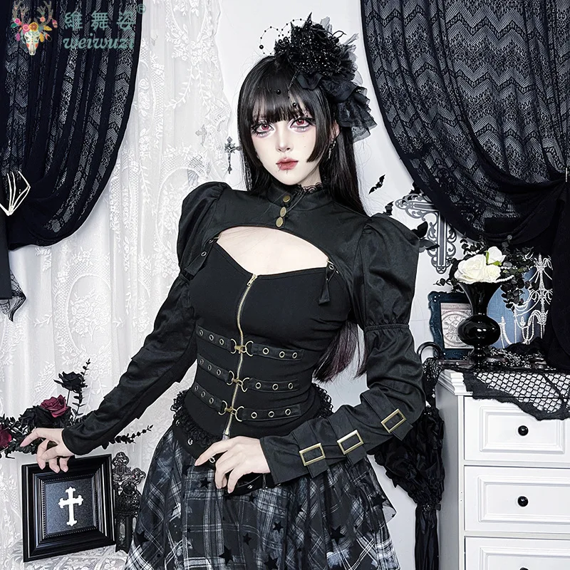 Gothic Style Dark Black Top Smock Metal Punk Camisole Top Set Elegent Cosplay Costume Halloween Costume Party Rave Fancy Outfit
Gothic Style Dark Black Top Smock Metal Punk Camisole Top Set Elegent Cosplay Costume Halloween Costume Party Rave Fancy Outfit