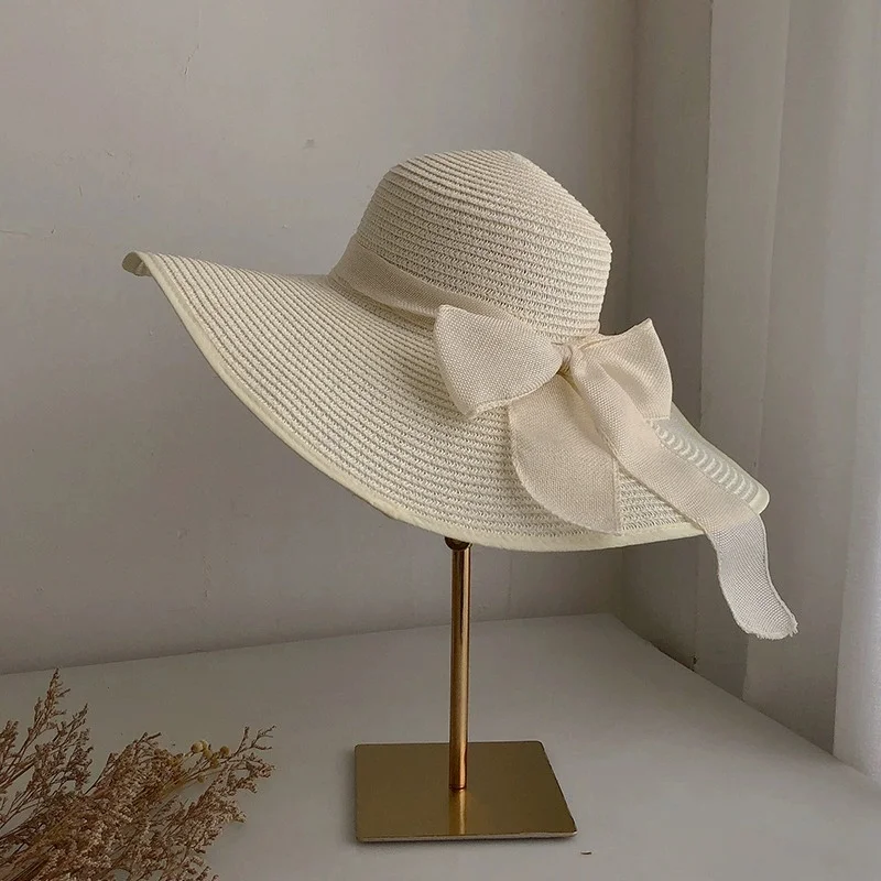 Women's wide-brimmed straw hat, summer sun hat, beach hat with bow, sun hat
Women's wide-brimmed straw hat, summer sun hat, beach hat with bow, sun hat