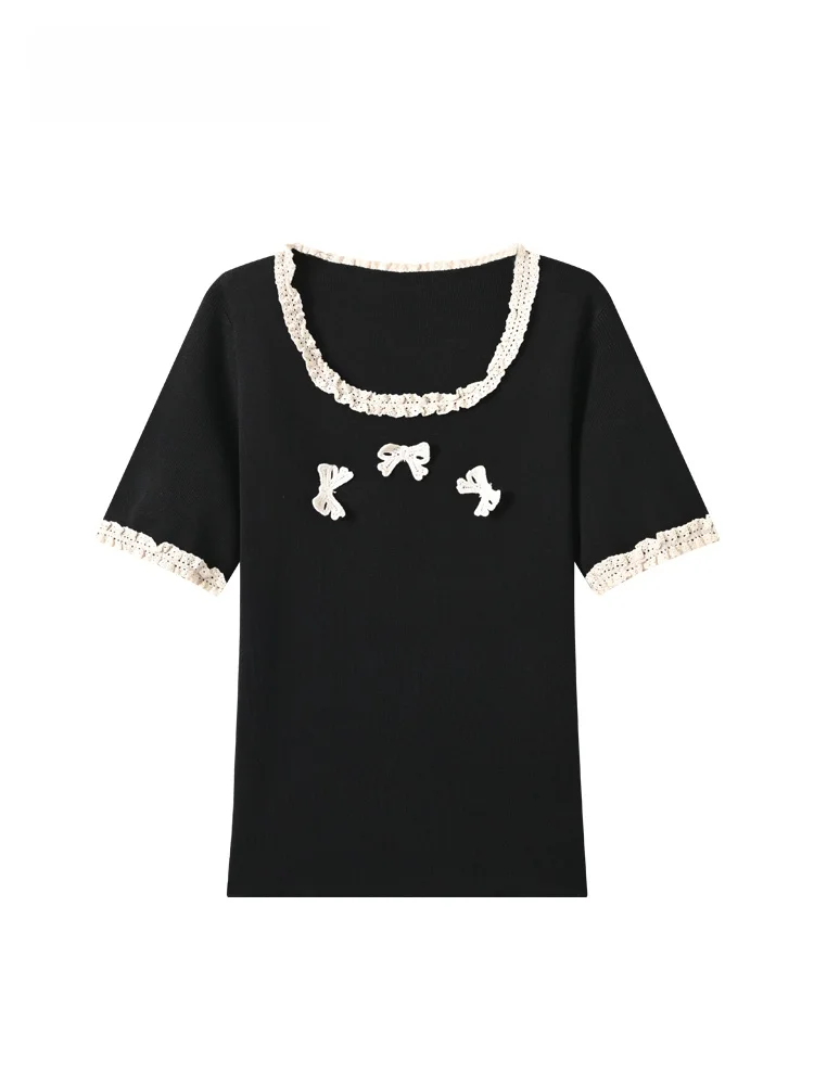 Korean Style plus Size Women's T-Shirt Short Sleeve Lace Knot Summer Fashionable Regular Shoulder Fit Casual Top
Korean Style plus Size Women's T-Shirt Short Sleeve Lace Knot Summer Fashionable Regular Shoulder Fit Casual Top