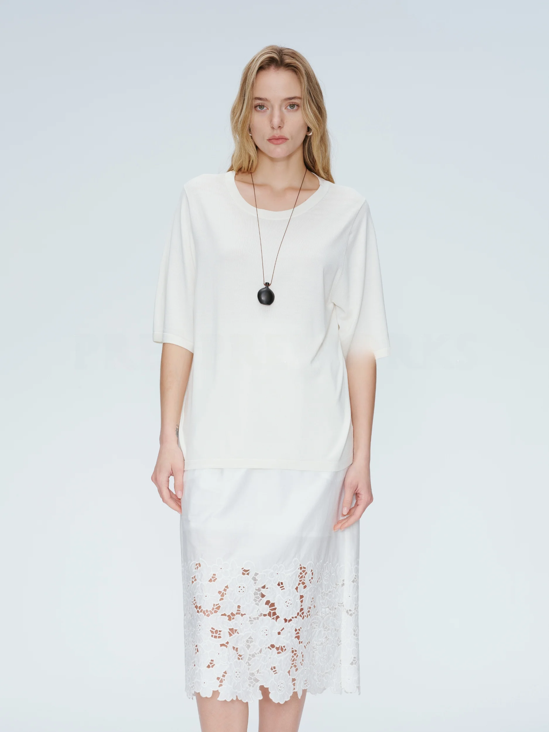 PRE PREWORKS Casual Airy Knitted Silk T-Shirt round Neck Wide Sleeve Washable Summer Commute Style Pure Color Women's Top
PRE PREWORKS Casual Airy Knitted Silk T-Shirt round Neck Wide Sleeve Washable Summer Commute Style Pure Color Women's Top