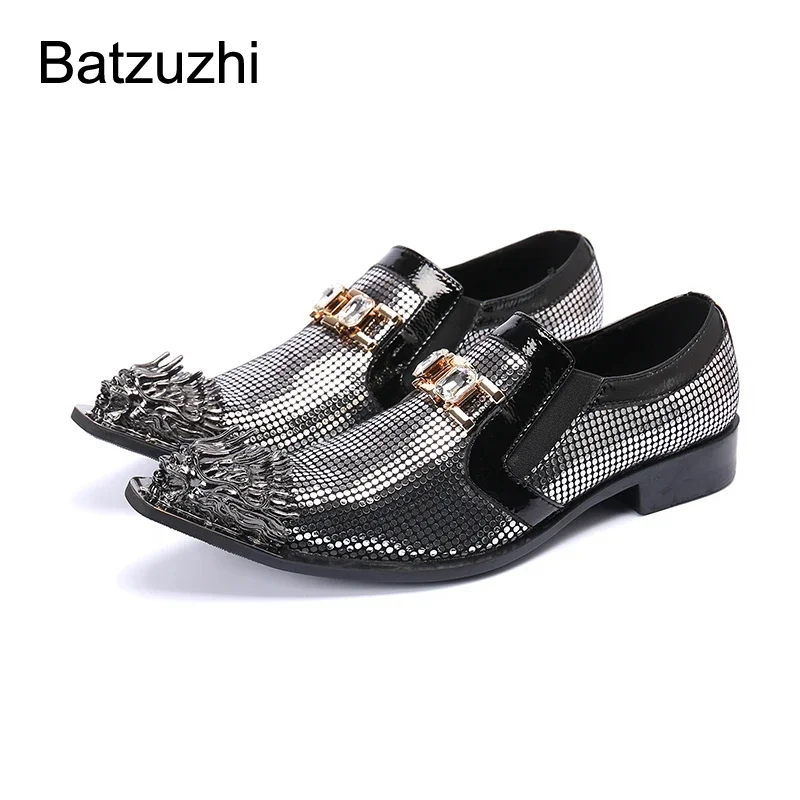 Batzuzhi Luxury Handmade Men Shoes Pointed Metal Toe Slip-on Black Genuine Leather Dress Shoes Men Party and Wedding Footwear
Batzuzhi Luxury Handmade Men Shoes Pointed Metal Toe Slip-on Black Genuine Leather Dress Shoes Men Party and Wedding Footwear