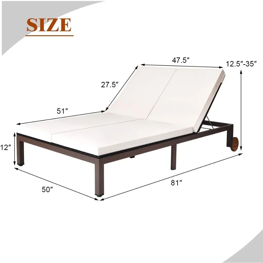 Outdoor Chaise Lounge Chair, Outdoor Rattan Double Wicker Adjustable Backrest Wheels
Outdoor Chaise Lounge Chair, Outdoor Rattan Double Wicker Adjustable Backrest Wheels