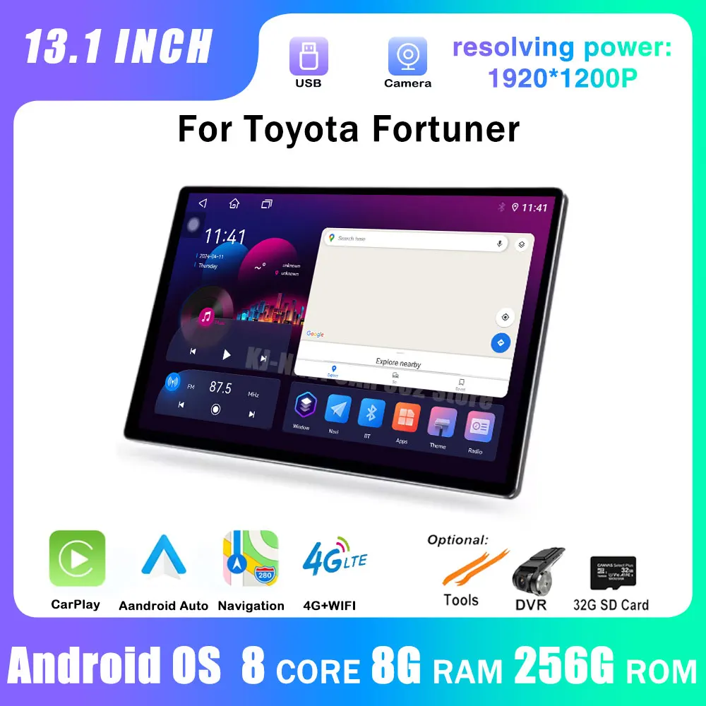 Автомобильный радиоприемник 13,1 дюйма для Toyota Fortuner 2015, 2017, 2020, 2021, Carplay, Android, 4G, мультимедийное Авторадио, GPS-навигация, Wi-Fi, DSP
Автомобильный радиоприемник 13,1 дюйма для Toyota Fortuner 2015, 2017, 2020, 2021, Carplay, Android, 4G, мультимедийное Авторадио, GPS-навигация, Wi-Fi, DSP