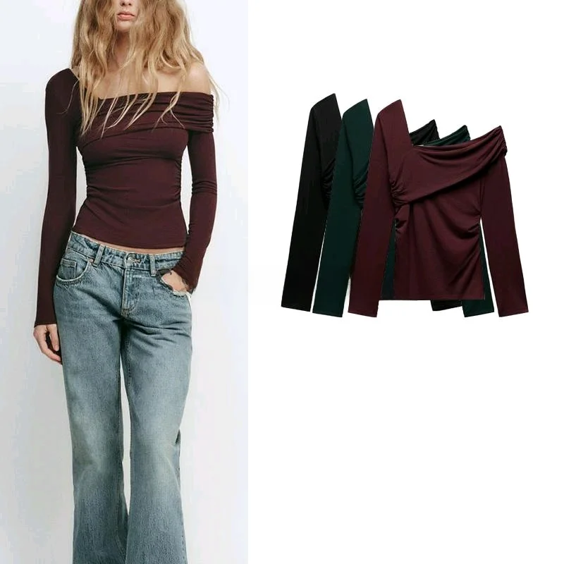 Spring New Women's Faion Blouse Mixed Fabric Long Sve Asymmetrical Collar Slant oulder Top Pure Desire Sle 34353
Spring New Women's Faion Blouse Mixed Fabric Long Sve Asymmetrical Collar Slant oulder Top Pure Desire Sle 34353