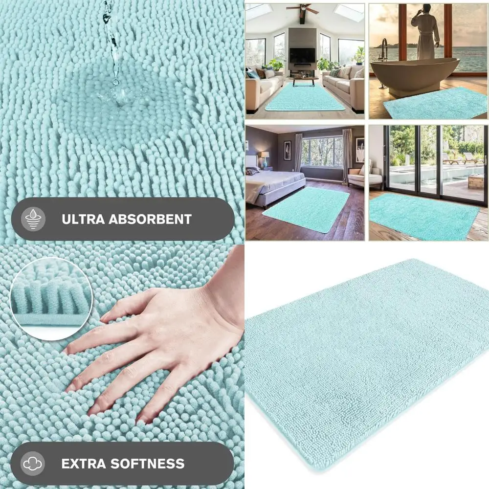 Extra Large 36x60 Inch Chenille Bath Mat - Non-Slip, Absorbent & Washable Aqua Rug for Bathroom and Shower
Extra Large 36x60 Inch Chenille Bath Mat - Non-Slip, Absorbent & Washable Aqua Rug for Bathroom and Shower