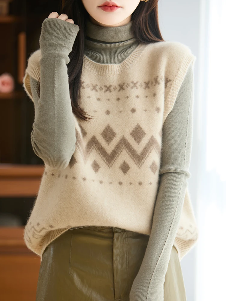 Retro Knitted 00 Pure Wool Camere Vest Women's round Ne Svel Sweater Thi Warm Commute Sle Korean Loose Fit
Retro Knitted 00 Pure Wool Camere Vest Women's round Ne Svel Sweater Thi Warm Commute Sle Korean Loose Fit