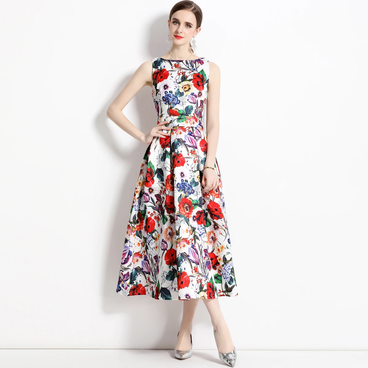 Elegant Tank Floral Print Dresses for Women 2024 Summer Clothes Sleeveless Long Party Holiday Dress Female Vestidos Para Mujer
Elegant Tank Floral Print Dresses for Women 2024 Summer Clothes Sleeveless Long Party Holiday Dress Female Vestidos Para Mujer