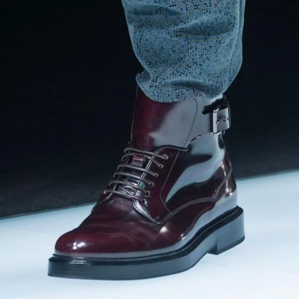 Red Cross Tied Men's Ankle Boots Patent Leather Round Toe Chunky Heels Dress Shoes for Men Business Party Shoes 2023 New Style
Red Cross Tied Men's Ankle Boots Patent Leather Round Toe Chunky Heels Dress Shoes for Men Business Party Shoes 2023 New Style
