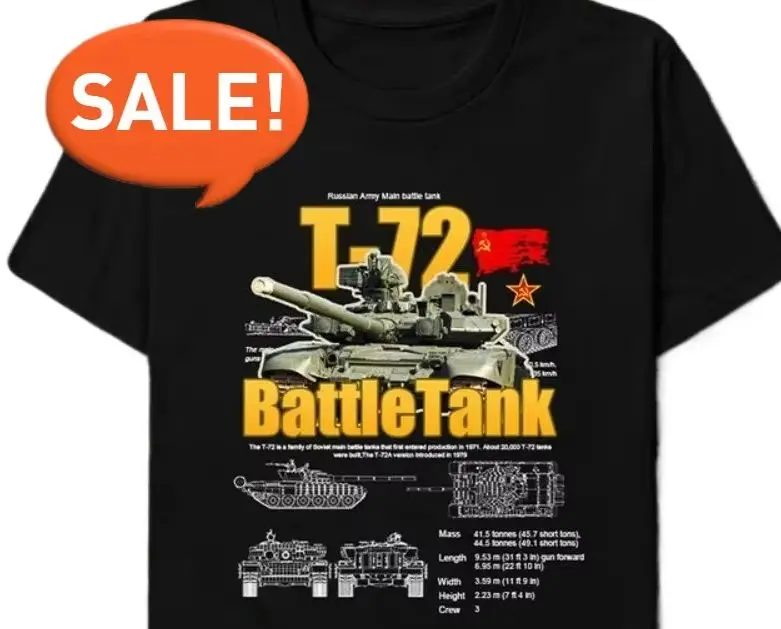 Cold War Military Equipment Soviet Union T72 Main Battle Tank Printed Mens T-Shirt Summer Cotton Short Sleeve O-Neck T Shirt New
Cold War Military Equipment Soviet Union T72 Main Battle Tank Printed Mens T-Shirt Summer Cotton Short Sleeve O-Neck T Shirt New