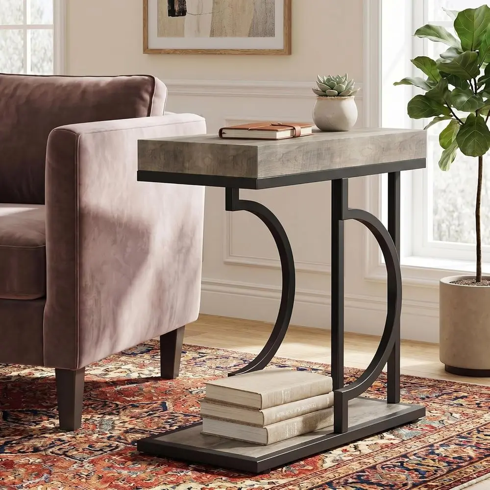 Gray & Black Modern C-Shaped Side Table with Metal Legs for Living Room, Bedroom, and Sofa Area
Gray & Black Modern C-Shaped Side Table with Metal Legs for Living Room, Bedroom, and Sofa Area
