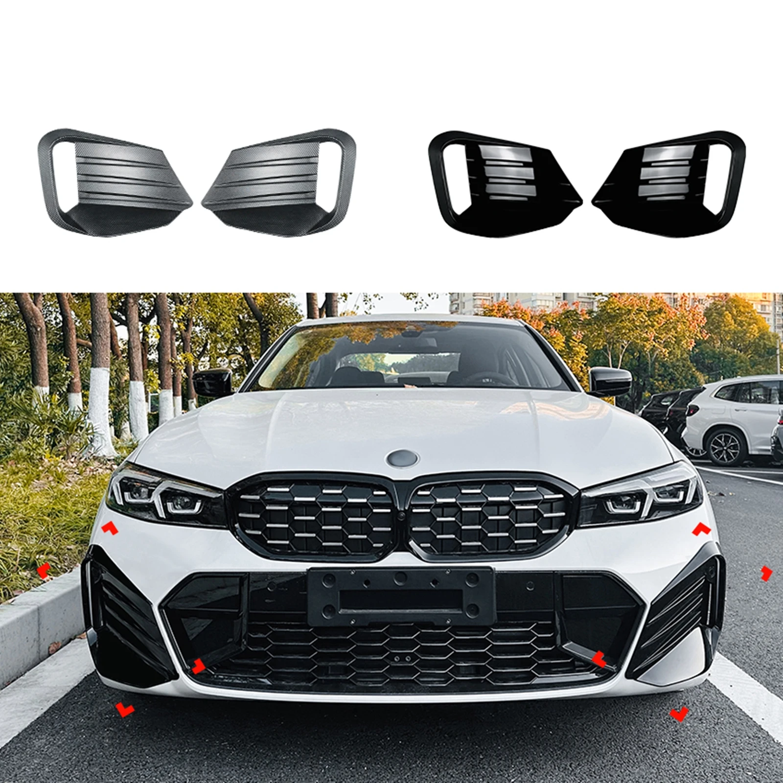 2PCS Front Bumper Side Vent Spoiler Frame Grille Cover For BMW 3 Series G20 G21 LCI M Sport 2023-2024
2PCS Front Bumper Side Vent Spoiler Frame Grille Cover For BMW 3 Series G20 G21 LCI M Sport 2023-2024