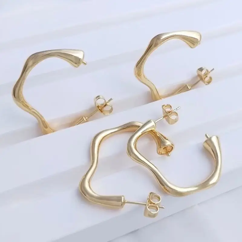925 Silver Pin Stud Earrings 14K Gold Color French Abstract Curve Earrings Handmade DIY Half Hole Pearl Holder E098
925 Silver Pin Stud Earrings 14K Gold Color French Abstract Curve Earrings Handmade DIY Half Hole Pearl Holder E098