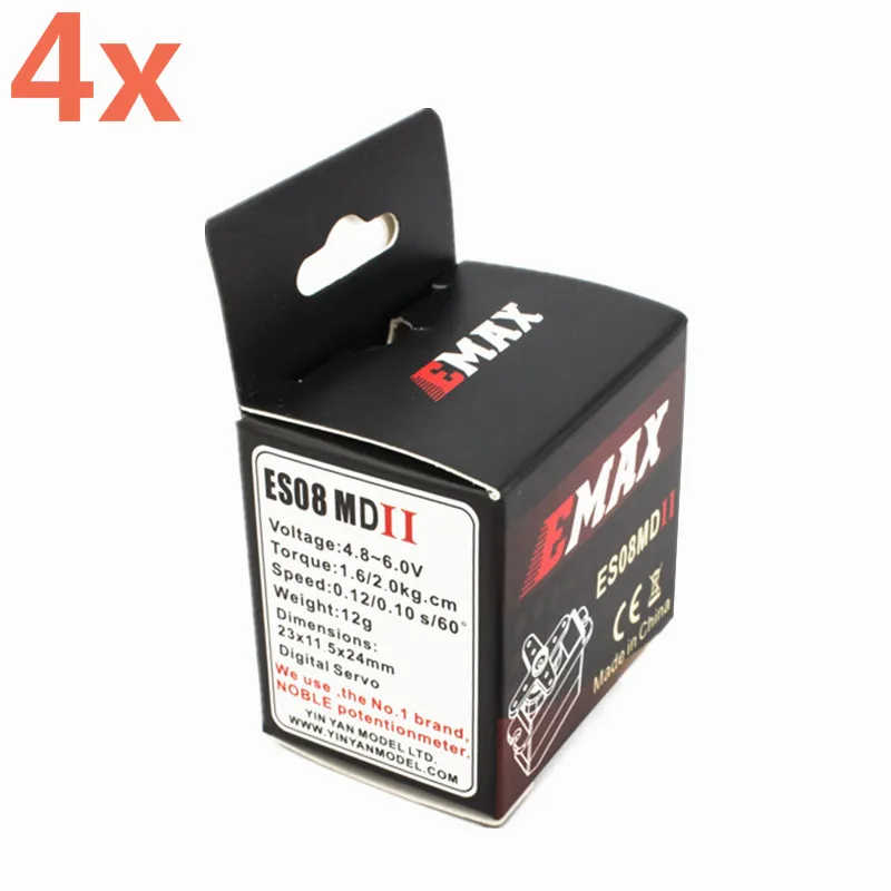 4Pcs EMAX Servo ES08MD11 08MD11 With Metal Gear Digital Servo12g Torque 2.4kg High-speed Mini JR Plug For RC Helicopter Plane
4Pcs EMAX Servo ES08MD11 08MD11 With Metal Gear Digital Servo12g Torque 2.4kg High-speed Mini JR Plug For RC Helicopter Plane