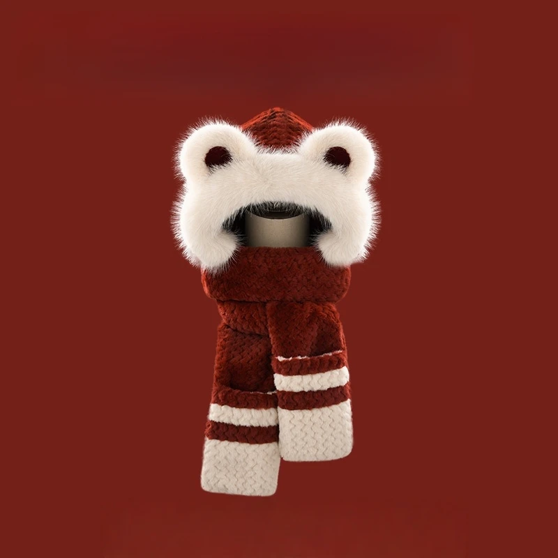 New Fashion Cute Little Bear Scarf Hats Glove Plush Winter Warm Soft Thickening Pocket Warm Ear Hats Hooded Give Friends Gifts
New Fashion Cute Little Bear Scarf Hats Glove Plush Winter Warm Soft Thickening Pocket Warm Ear Hats Hooded Give Friends Gifts