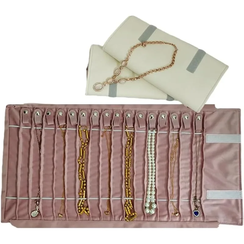 Portable Jewelry Roll Untangled Secure Necklace Travel Storage Bag Displays Holder 16 Chain (gray PU and pink)
Portable Jewelry Roll Untangled Secure Necklace Travel Storage Bag Displays Holder 16 Chain (gray PU and pink)