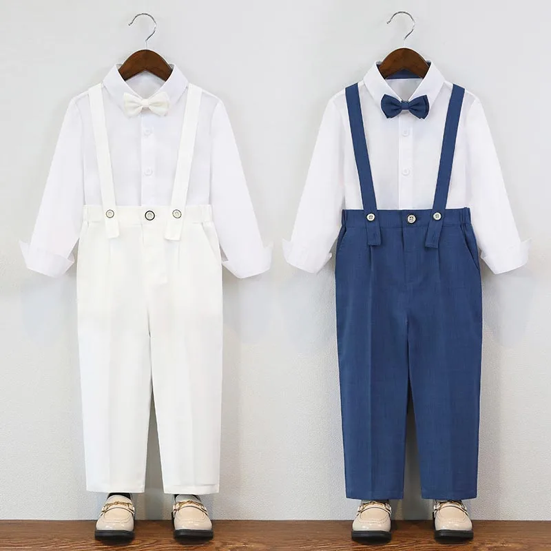 Boys Formal Suit British Style Long Sleeve Shirt Suspenders Pants Blazers Set Spring Kindergarten Kids Performance Outfits 2-8 Y
Boys Formal Suit British Style Long Sleeve Shirt Suspenders Pants Blazers Set Spring Kindergarten Kids Performance Outfits 2-8 Y