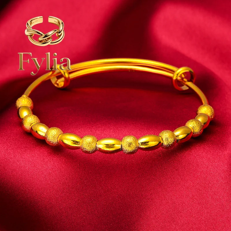 Fylia Jewelry Push-Pull Lucky Bead Bracelet for Women, 24K Gold, AU999 | Engraved "Fortune/Luck" beads, adjustable for daily au
Fylia Jewelry Push-Pull Lucky Bead Bracelet for Women, 24K Gold, AU999 | Engraved "Fortune/Luck" beads, adjustable for daily au