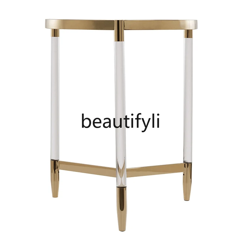 Light luxury simple transparent acrylic edge table, living room side table golden stainless steel round small corner table
Light luxury simple transparent acrylic edge table, living room side table golden stainless steel round small corner table