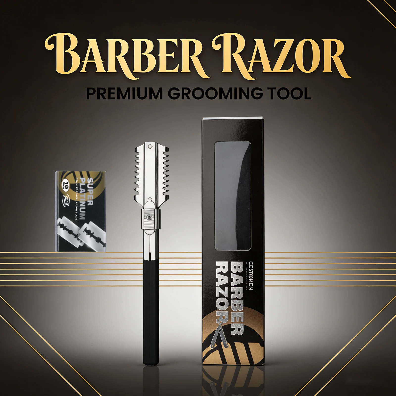 Pro Rubber Handle Double Edge Hair Thinning Razor Stainless Steel Barber Manual Straight Razor Salon Hair Shaper Tool With Blade
Pro Rubber Handle Double Edge Hair Thinning Razor Stainless Steel Barber Manual Straight Razor Salon Hair Shaper Tool With Blade