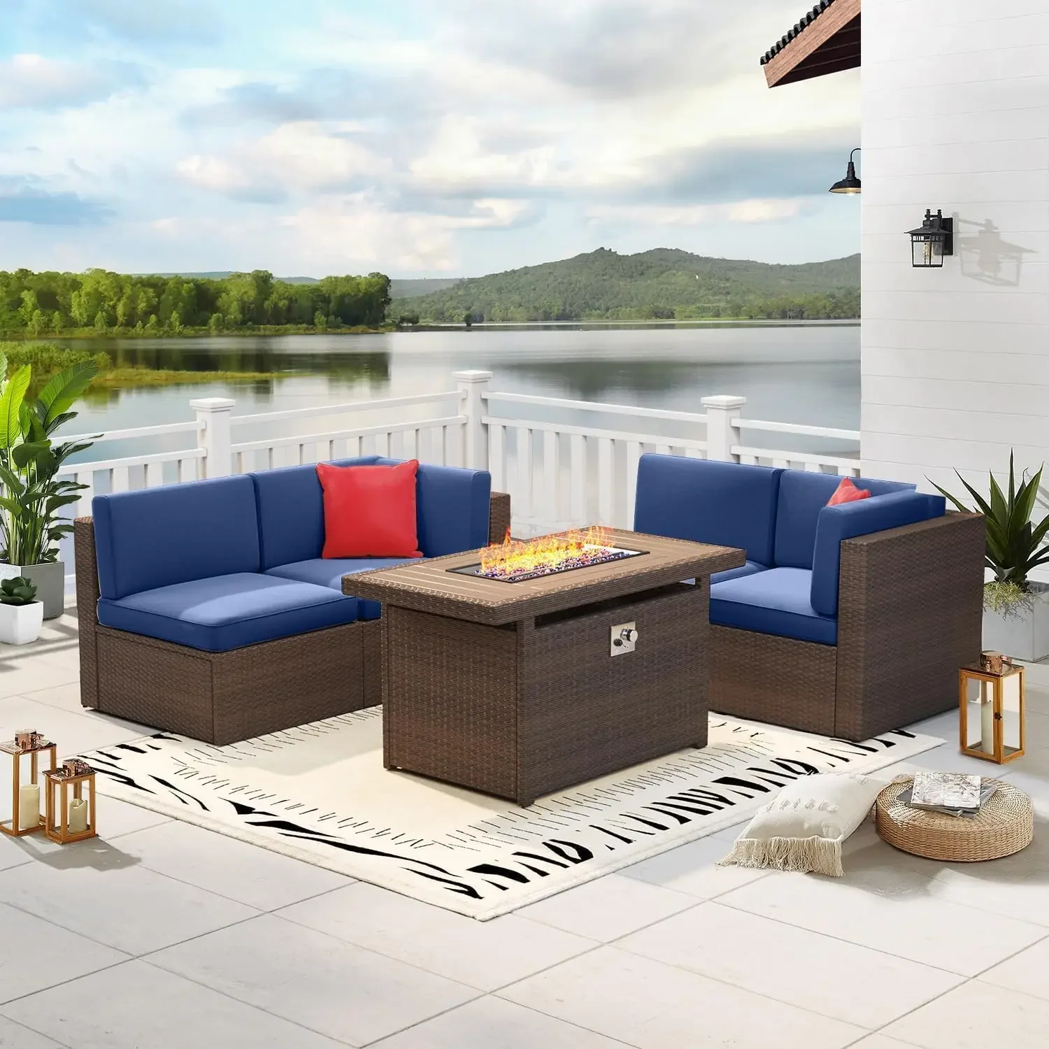 7 Pieces Patio Furniture Sets, Wicker Patio Furniture Set with Washable Cushions & Glass Coffee Table for Garden
7 Pieces Patio Furniture Sets, Wicker Patio Furniture Set with Washable Cushions & Glass Coffee Table for Garden