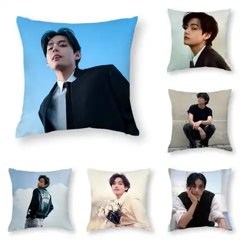 Taie d'oreiller dessin animé k-kun TaehyungS, impression 3D en Fiber de Polyester 40x40cm, décoration de canapé pour la maison, cadeau de Festival