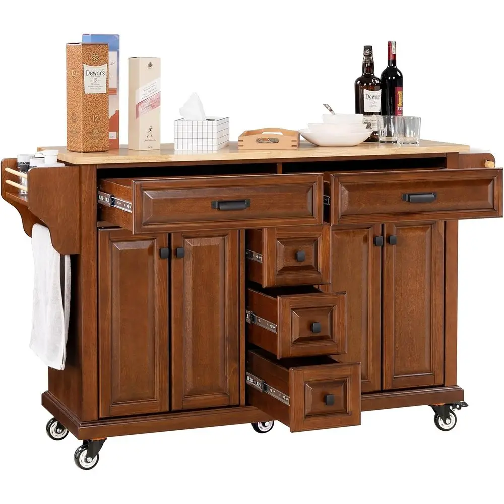 Wood Top Kitchen Cart with Storage, 5 Drawers, Spice Rack, and Microwave Stand - Mobile Coffee Bar, Many Colors
Wood Top Kitchen Cart with Storage, 5 Drawers, Spice Rack, and Microwave Stand - Mobile Coffee Bar, Many Colors