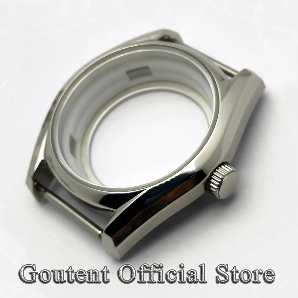 Goutent new 40mm silver sapphire glass case with transparent back and NH35 NH36 automatic movement
Goutent new 40mm silver sapphire glass case with transparent back and NH35 NH36 automatic movement