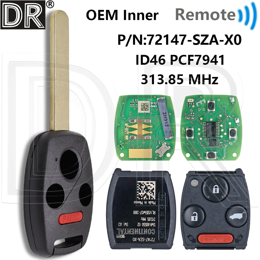 Great OEM Inner ID46 PCF7941 313.85 FSK P/N:72147-SZA-X0 Car Remote Control Key For Honda Accord Sedan Pilot Civic 2008-2015
Great OEM Inner ID46 PCF7941 313.85 FSK P/N:72147-SZA-X0 Car Remote Control Key For Honda Accord Sedan Pilot Civic 2008-2015