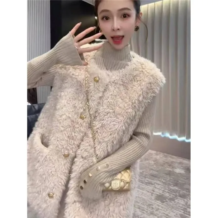 Thiened One-Piece Fur Vest Outerwear Autumn Winter New Sle Women's plus Size Clothes Warm Commute Sle round Ne Coat
Thiened One-Piece Fur Vest Outerwear Autumn Winter New Sle Women's plus Size Clothes Warm Commute Sle round Ne Coat