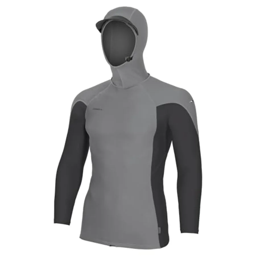 Men's Hyperfreak O'zone long sleeve rashguard with hood for water sports, quick-dry polyester, black, UPF 50+ sun protection
Men's Hyperfreak O'zone long sleeve rashguard with hood for water sports, quick-dry polyester, black, UPF 50+ sun protection