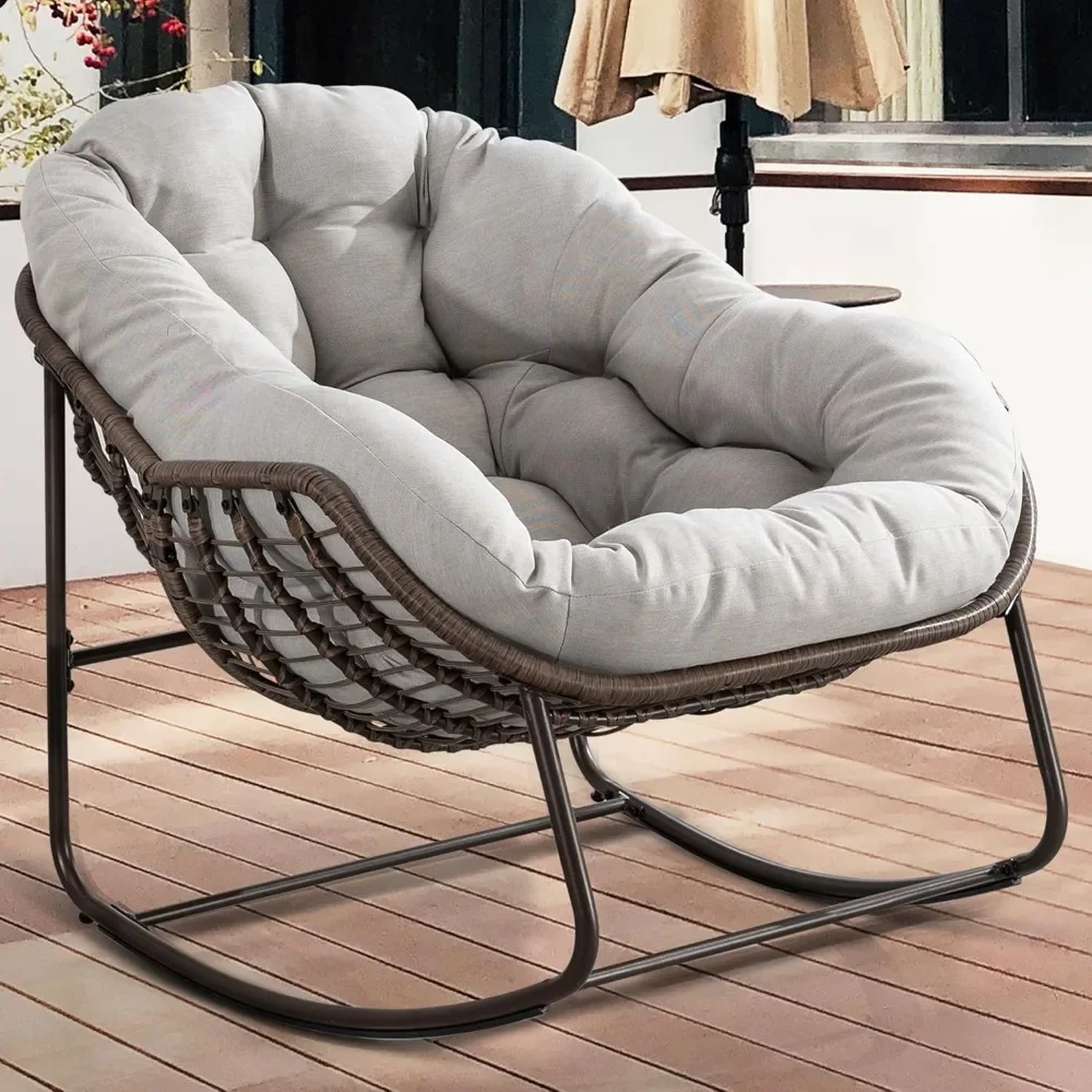 Outdoor Patio Rocking Chairs, Oversized Papasan Rocking Chair Indoor with Padded Cushion - Rocker Egg Chair for Front Porch
Outdoor Patio Rocking Chairs, Oversized Papasan Rocking Chair Indoor with Padded Cushion - Rocker Egg Chair for Front Porch