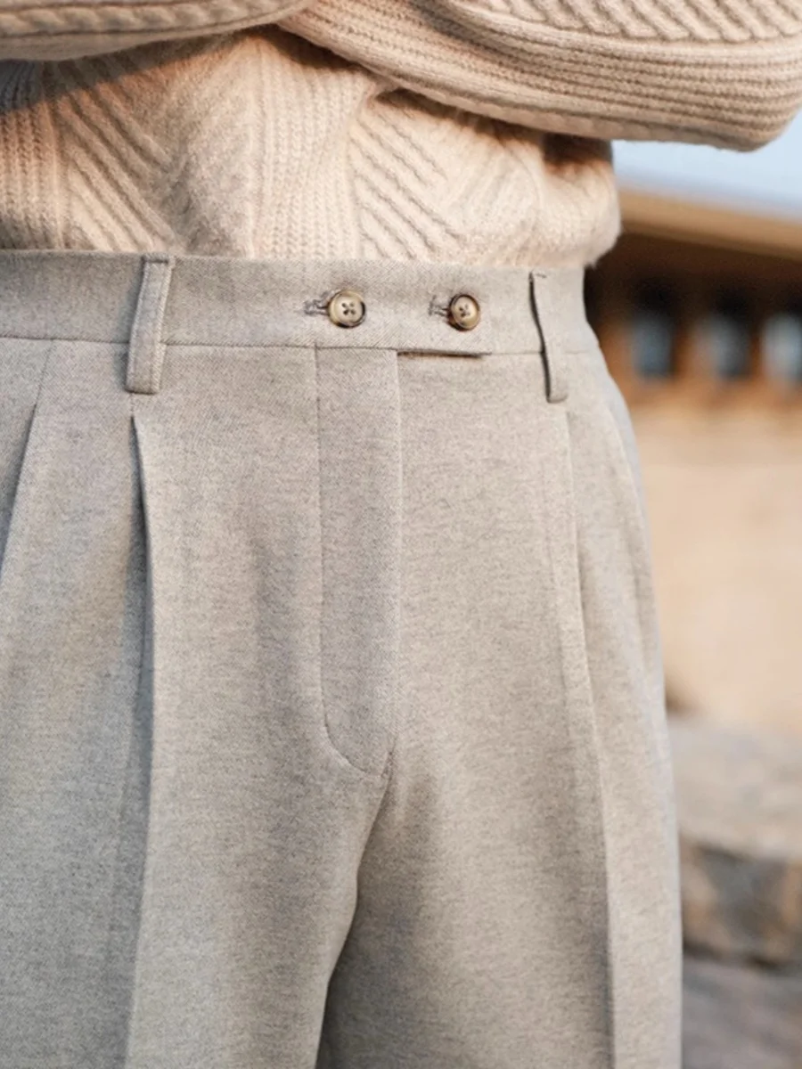 Thiened High Waist Straight Leg Men's Woolen Trousers Warm Casual Long Pants Briti Sle Autumn Winter New Faion
Thiened High Waist Straight Leg Men's Woolen Trousers Warm Casual Long Pants Briti Sle Autumn Winter New Faion