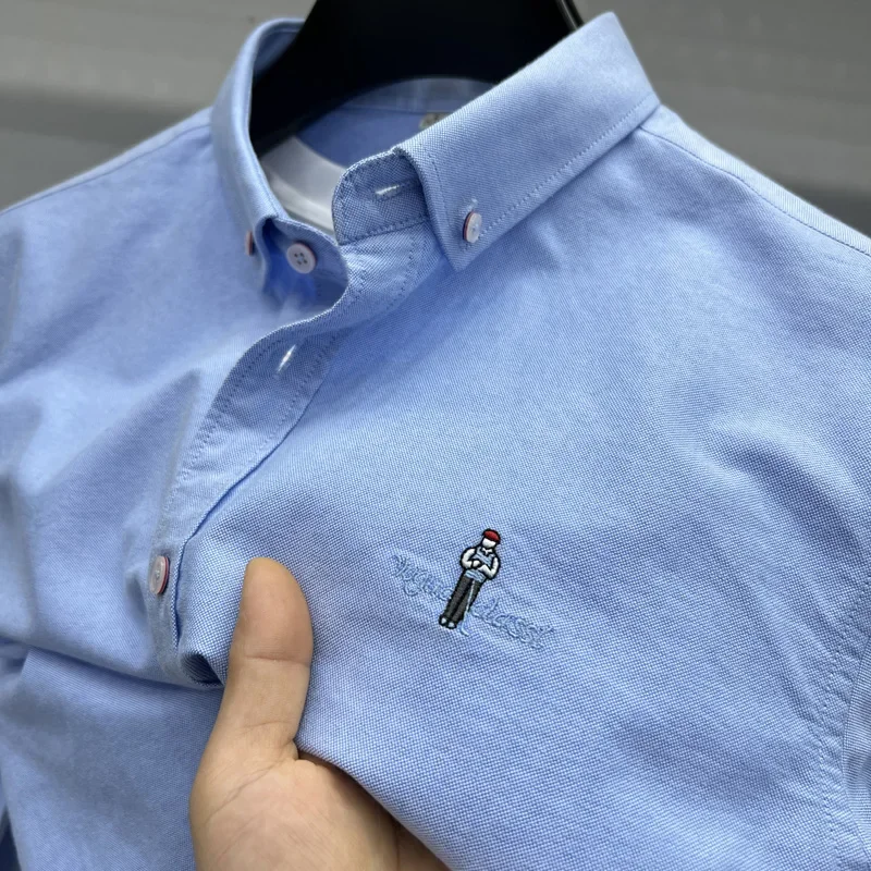 High-end Quality 100pure Cotton Men's Shirt Cartoon Embroidered Long-sleeve Base Shirt Korean Fashion Business Autumn Men's Wear
High-end Quality 100pure Cotton Men's Shirt Cartoon Embroidered Long-sleeve Base Shirt Korean Fashion Business Autumn Men's Wear