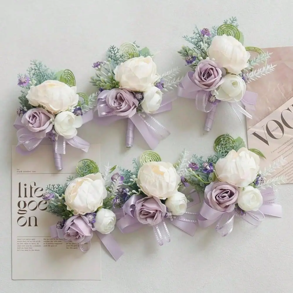 Boutonniere Wrist Corsage Set, Artificial Flowers Men Women Bride Groom Wedding Prom Party Suit Decor WhiteLight Purple
Boutonniere Wrist Corsage Set, Artificial Flowers Men Women Bride Groom Wedding Prom Party Suit Decor WhiteLight Purple