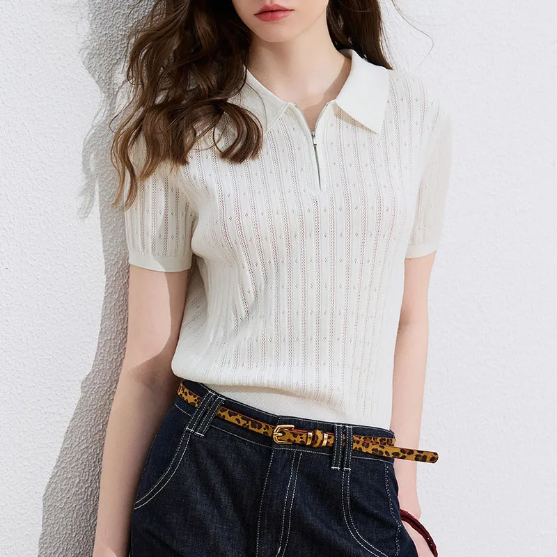 Slim Turn Down Collar Knitted Sweater Women Pullovers New Summer Short Sleeve Hollow Out Knit Sweater Pullover Women Tops Q5560
Slim Turn Down Collar Knitted Sweater Women Pullovers New Summer Short Sleeve Hollow Out Knit Sweater Pullover Women Tops Q5560