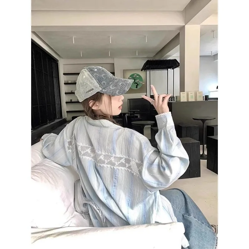 Femme Spring Summer Korean Fashion Button Solid Color Polo Collar Women Shirts Trend Lace Striped Cotton Long Sleeve Top Tee
Femme Spring Summer Korean Fashion Button Solid Color Polo Collar Women Shirts Trend Lace Striped Cotton Long Sleeve Top Tee
